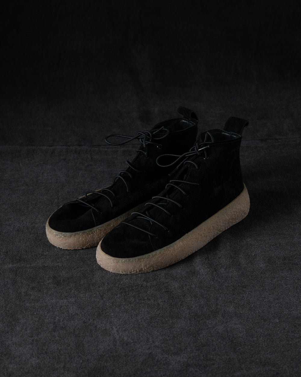 Womens Sneakers Soft Calf Suede Black / Honey