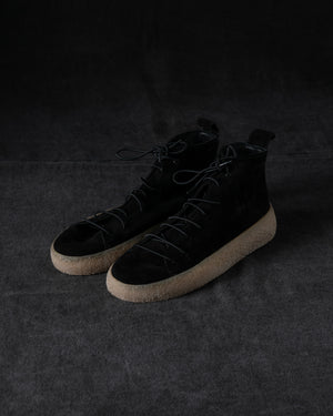 Womens Sneakers Soft Calf Suede Black / Honey