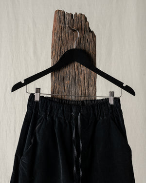 Wide & Short Trousers Velvet Black