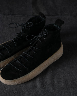 Womens Sneakers Soft Calf Suede Black / Honey