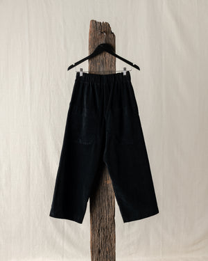 Wide & Short Trousers Velvet Black