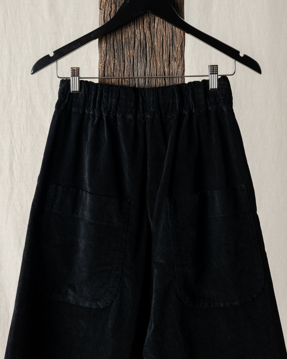 Wide & Short Trousers Velvet Black