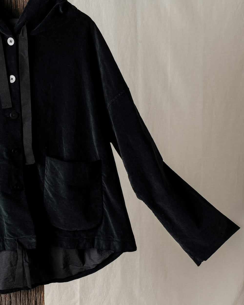 Hooded Jacket Velvet Black