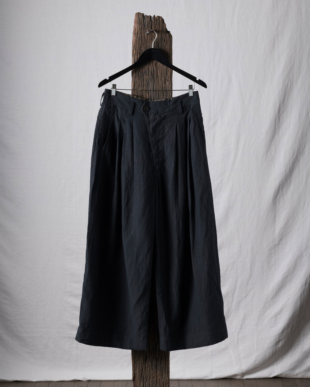 Hand-Dyed Wide Leg Linen Canvas Trousers