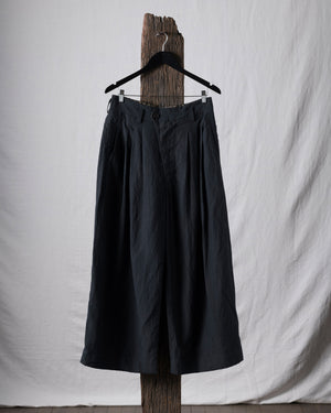 Hand-Dyed Wide Leg Linen Canvas Trousers