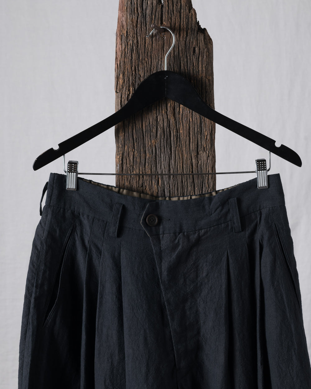 Hand-Dyed Wide Leg Linen Canvas Trousers
