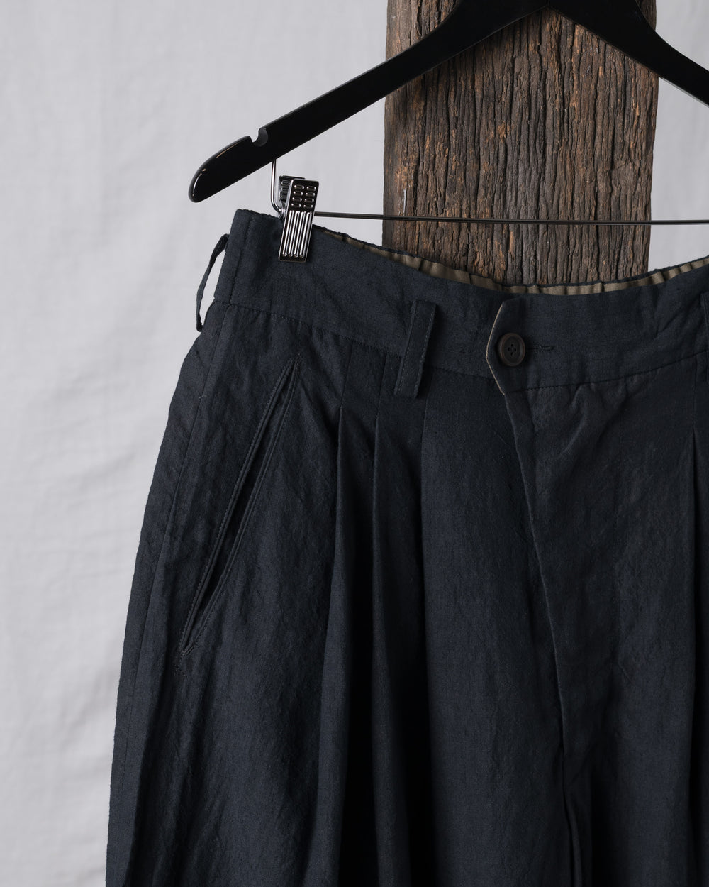 Hand-Dyed Wide Leg Linen Canvas Trousers