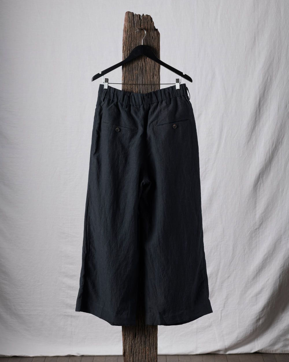 Hand-Dyed Wide Leg Linen Canvas Trousers