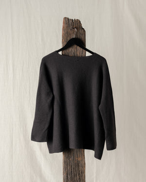 Oversized Boatneck Cashmere Chocolate O/S