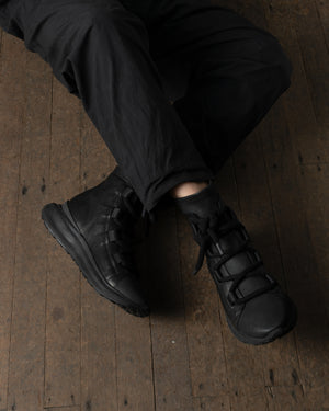 Mens Double Feature Stretch Leather High Sneakers Black
