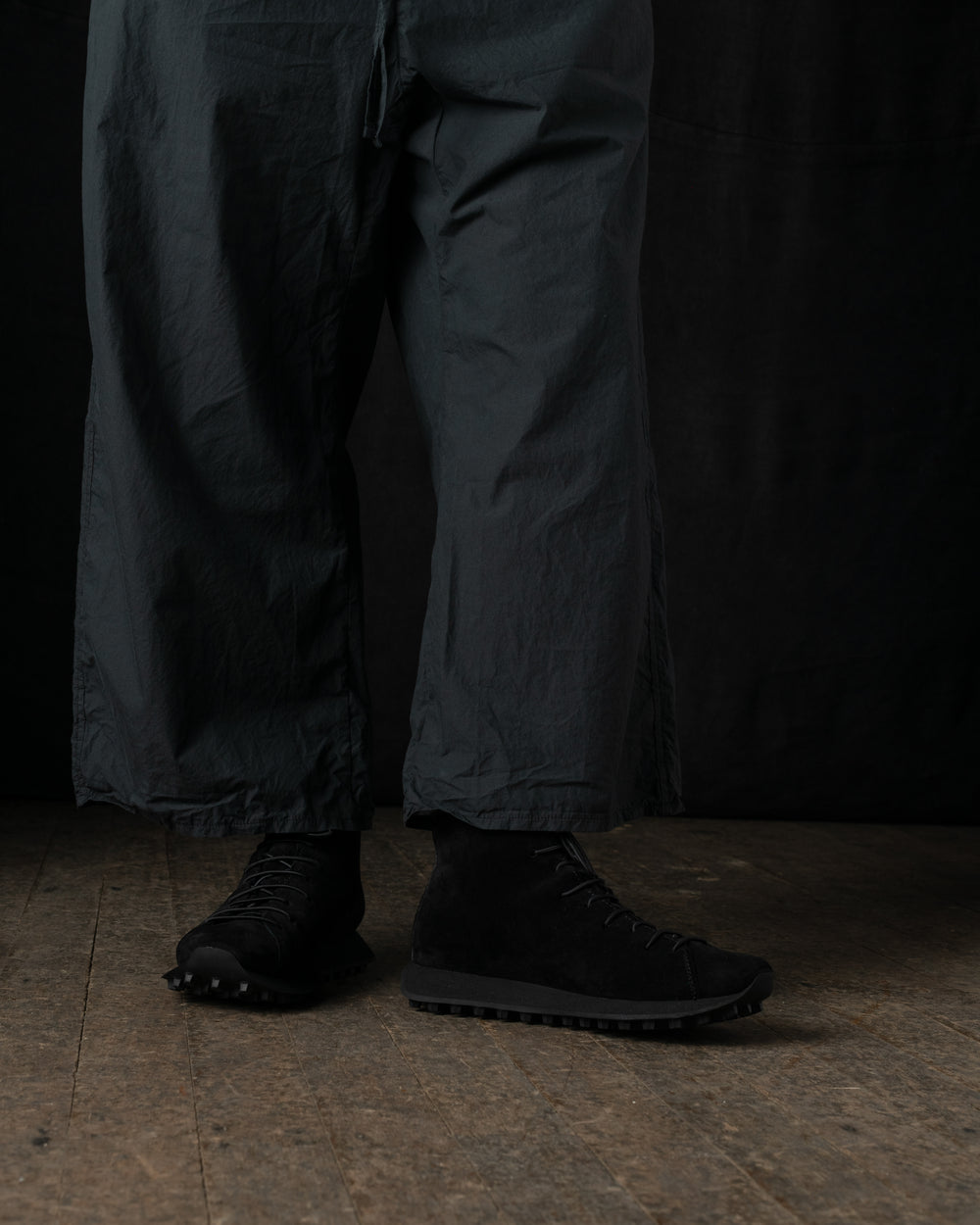 Womens High Sneakers Soft Calf Suede Black