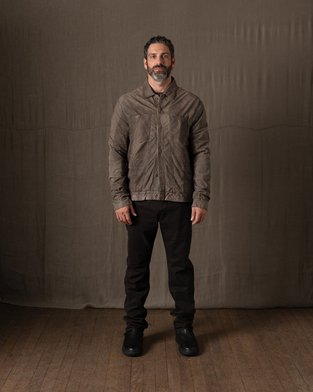 Leather Jacket Black Taupe GU26F20098VBRUSH