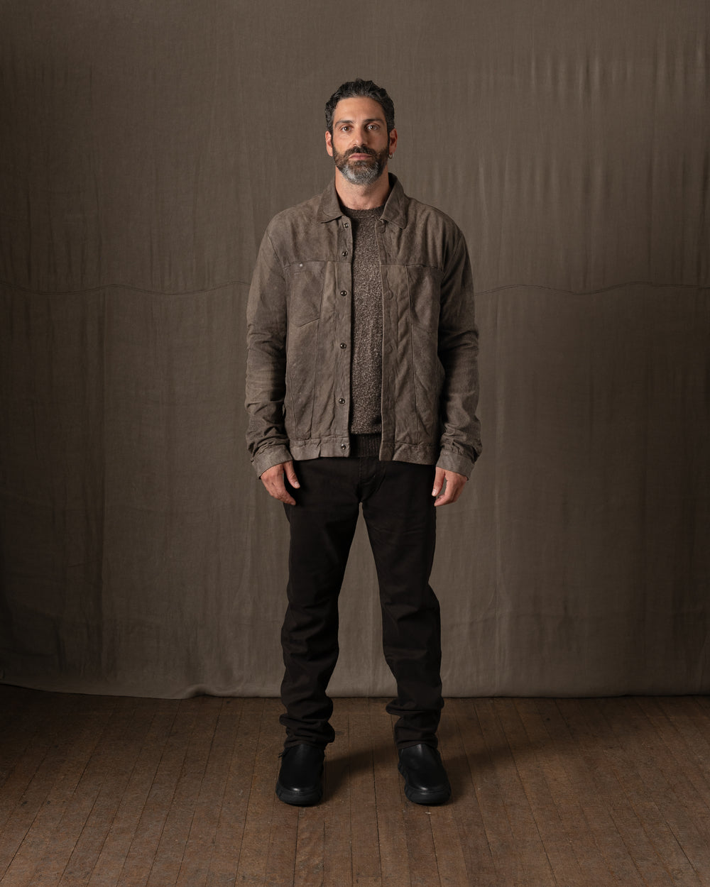 Leather Jacket Black Taupe GU26F20098VBRUSH