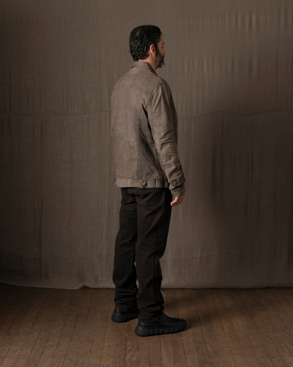 Leather Jacket Black Taupe GU26F20098VBRUSH