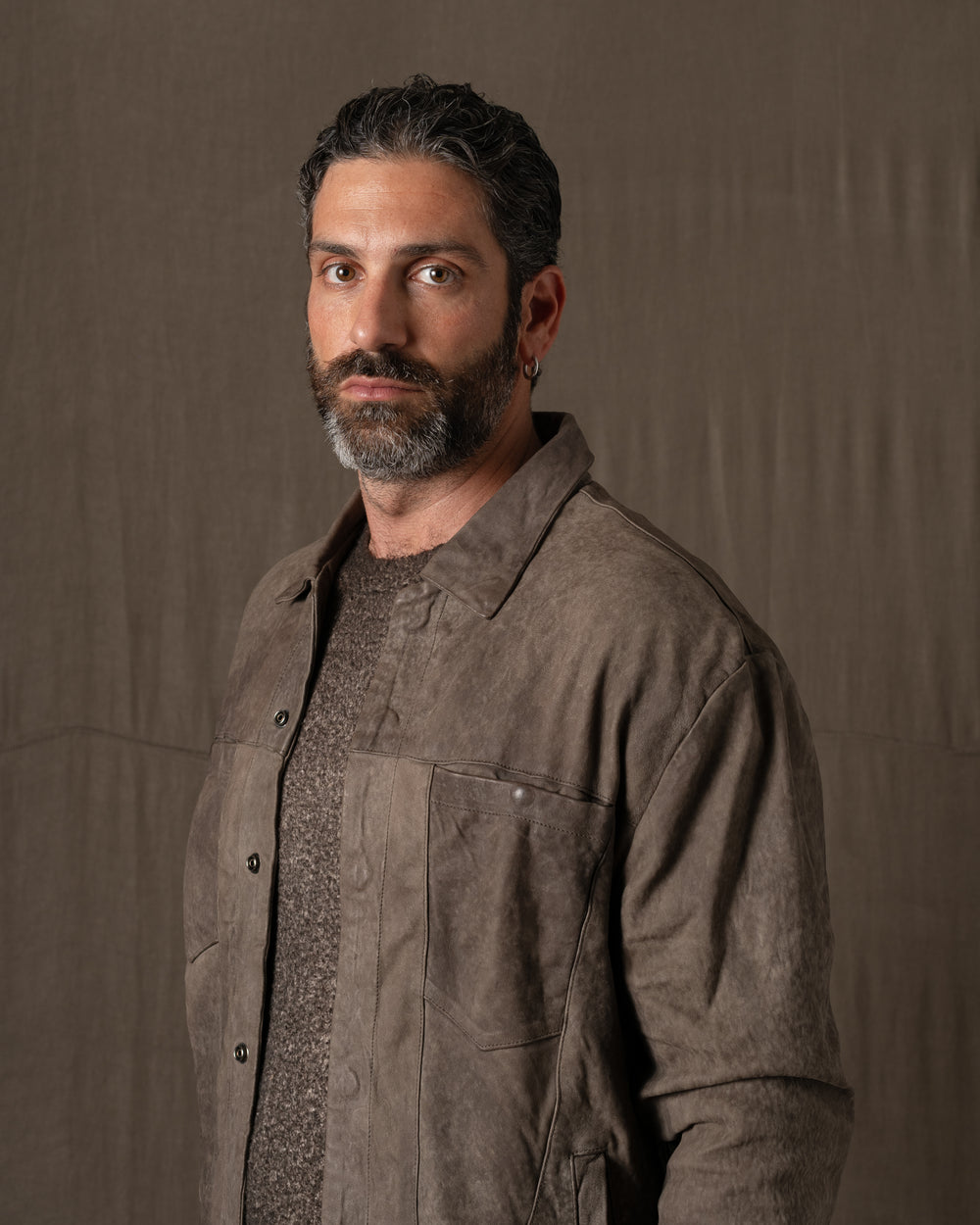 Leather Jacket Black Taupe GU26F20098VBRUSH