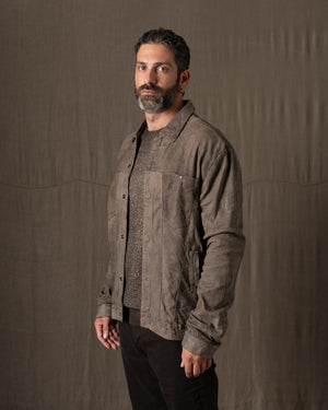 Leather Jacket Black Taupe GU26F20098VBRUSH