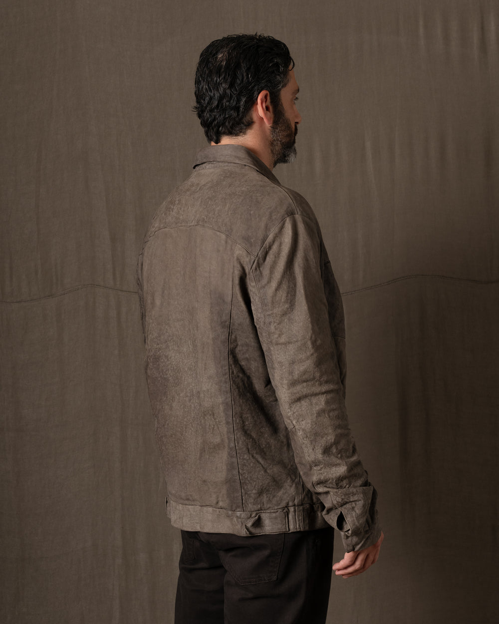 Leather Jacket Black Taupe GU26F20098VBRUSH