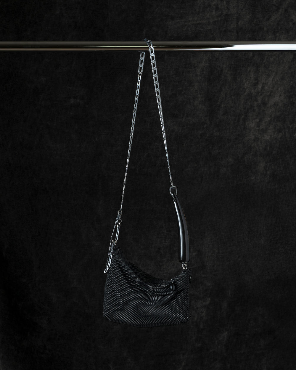 Priscilla Pleated Bag w/ Black Horn in Matte Black