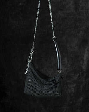 Priscilla Pleated Bag w/ Black Horn in Matte Black