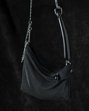 Priscilla Pleated Bag w/ Black Horn in Matte Black