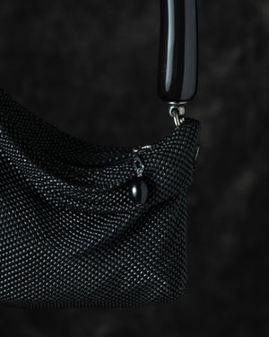 Priscilla Pleated Bag w/ Black Horn in Matte Black