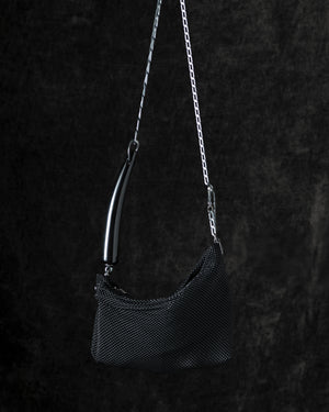 Priscilla Pleated Bag w/ Black Horn in Matte Black
