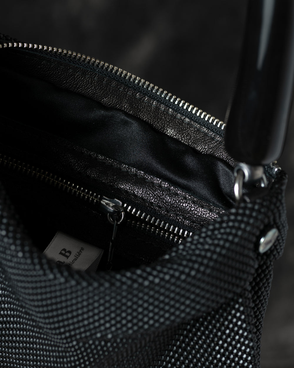 Priscilla Pleated Bag w/ Black Horn in Matte Black