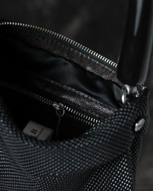 Priscilla Pleated Bag w/ Black Horn in Matte Black