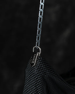 Priscilla Pleated Bag w/ Black Horn in Matte Black