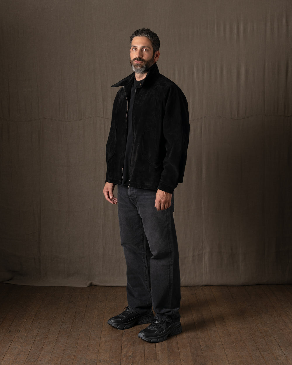 Padded Leather Jacket Nero GU26F26001BCSD