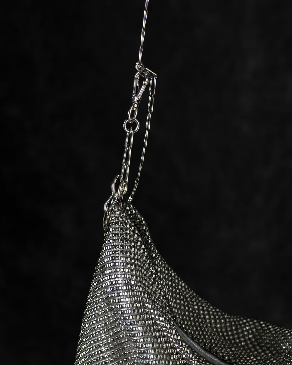 Priscilla Pleated Bag w/ White Horn in Silver