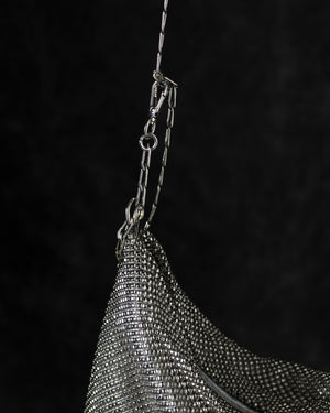 Priscilla Pleated Bag w/ White Horn in Silver