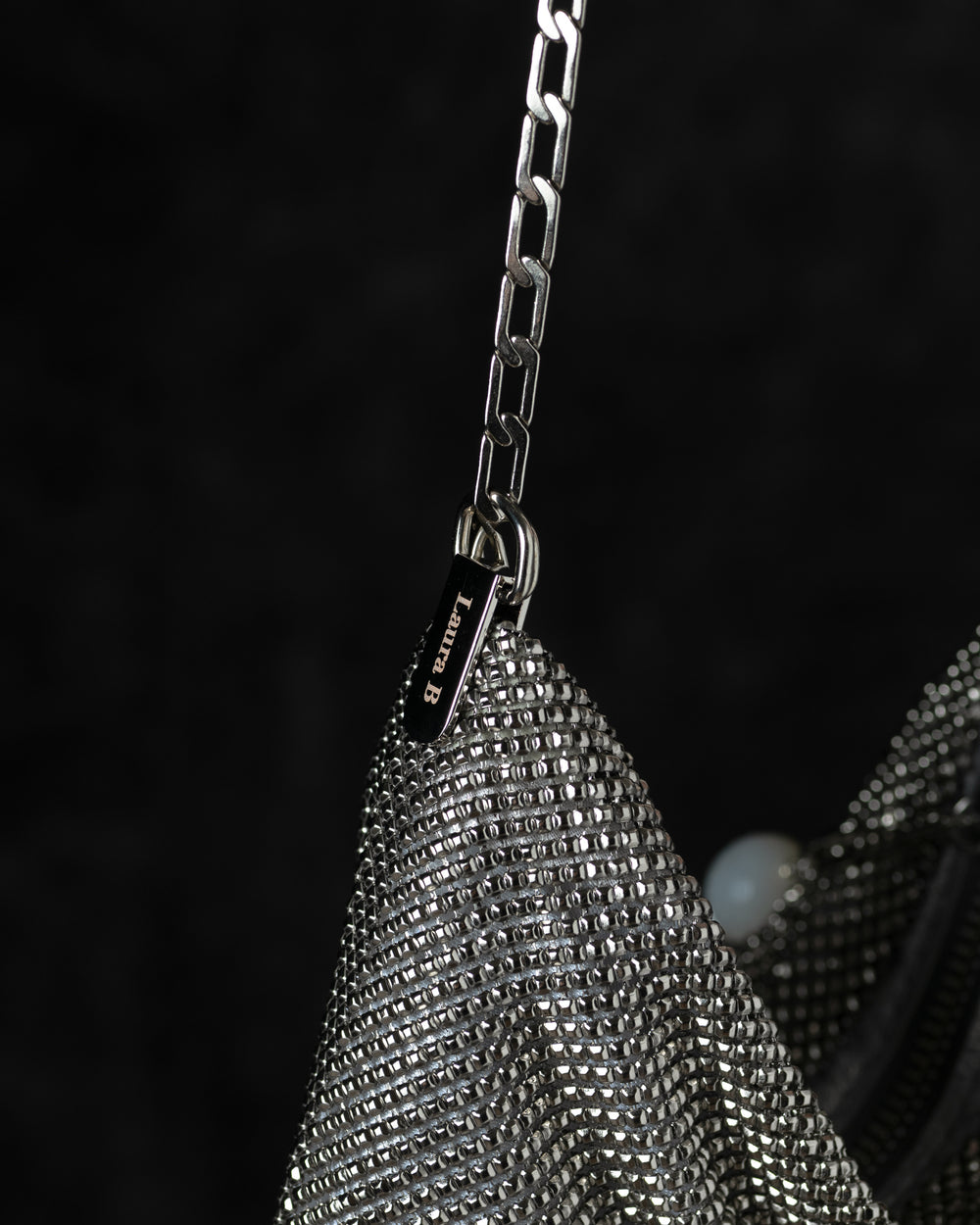 Priscilla Pleated Bag w/ White Horn in Silver