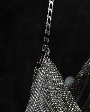 Priscilla Pleated Bag w/ White Horn in Silver