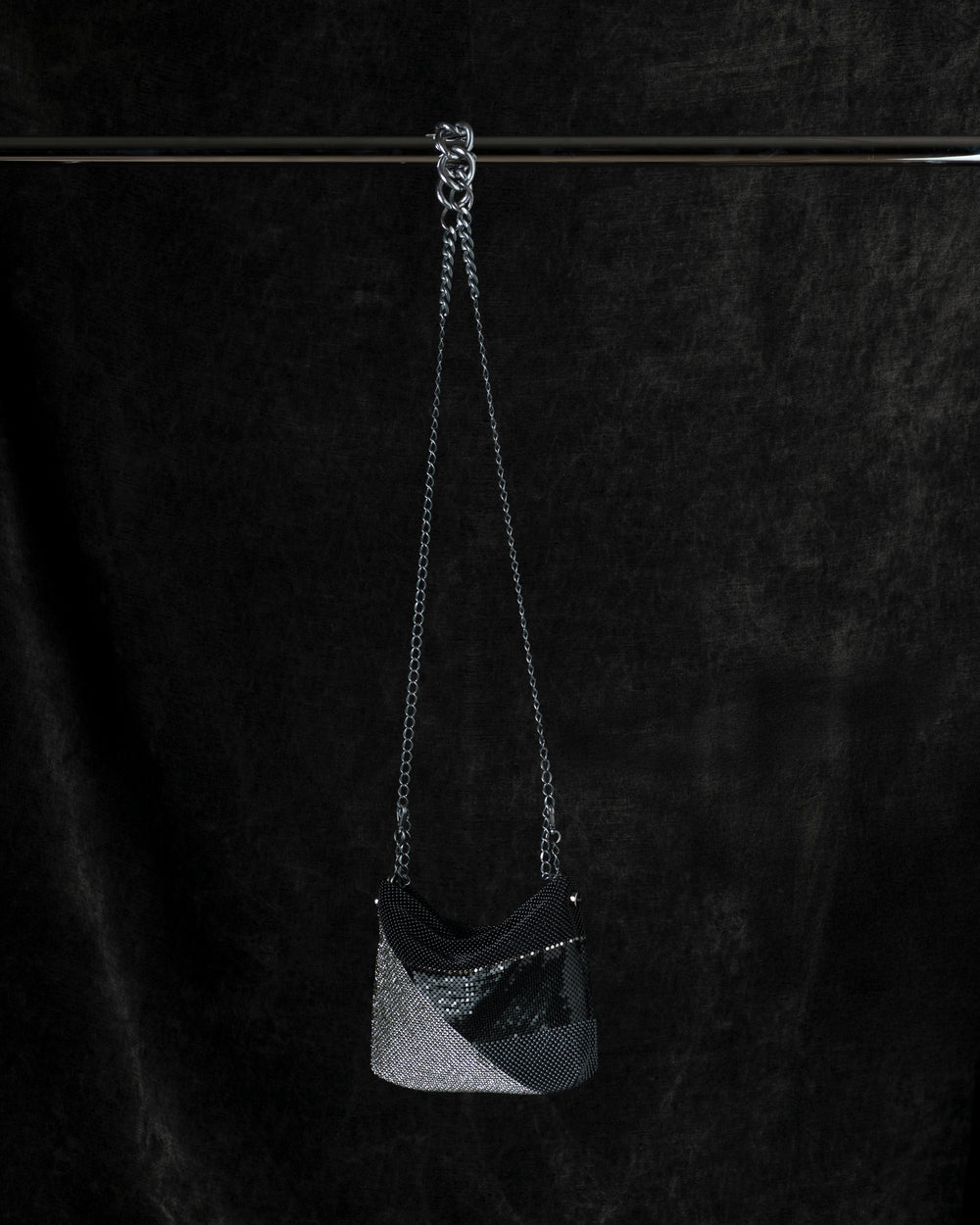 Love Gala Handbag with Swarovski Crystals w/ Chain in Black / Grey