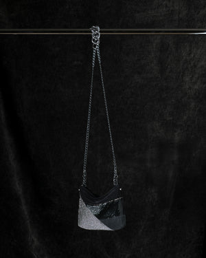 Love Gala Handbag with Swarovski Crystals w/ Chain in Black / Grey