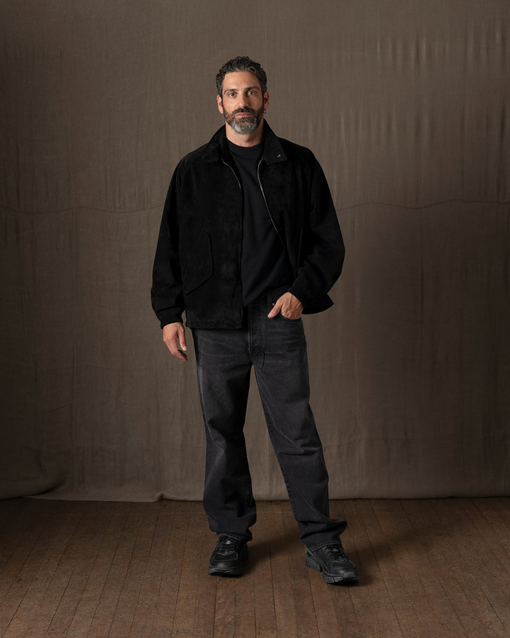 Padded Leather Jacket Nero GU26F26001BCSD