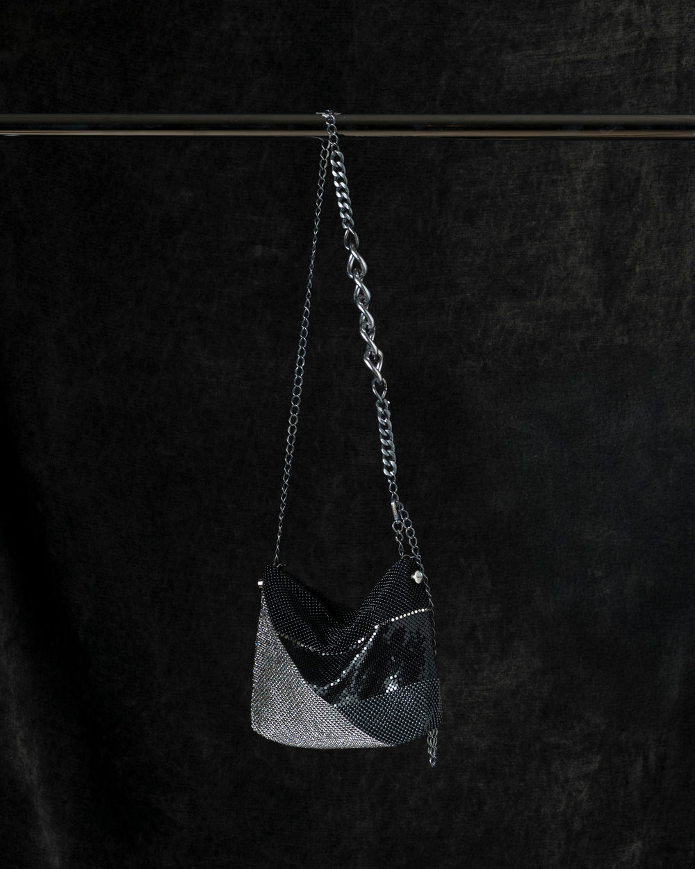 Love Gala Handbag with Swarovski Crystals w/ Chain in Black / Grey