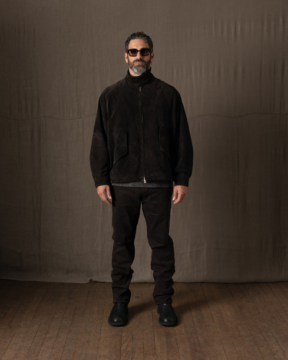 Padded Leather Jacket Moka GU26F26001BCSD