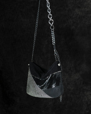 Love Gala Handbag with Swarovski Crystals w/ Chain in Black / Grey
