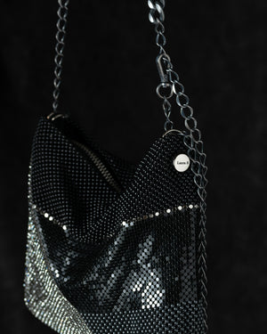 Love Gala Handbag with Swarovski Crystals w/ Chain in Black / Grey