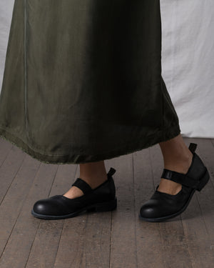 Womens Leather Mary Jane Black Olive