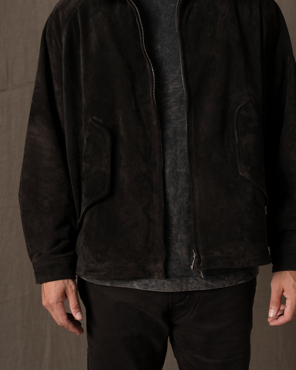 Padded Leather Jacket Moka GU26F26001BCSD