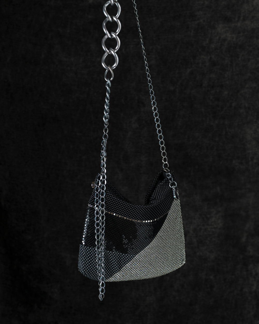 Love Gala Handbag with Swarovski Crystals w/ Chain in Black / Grey