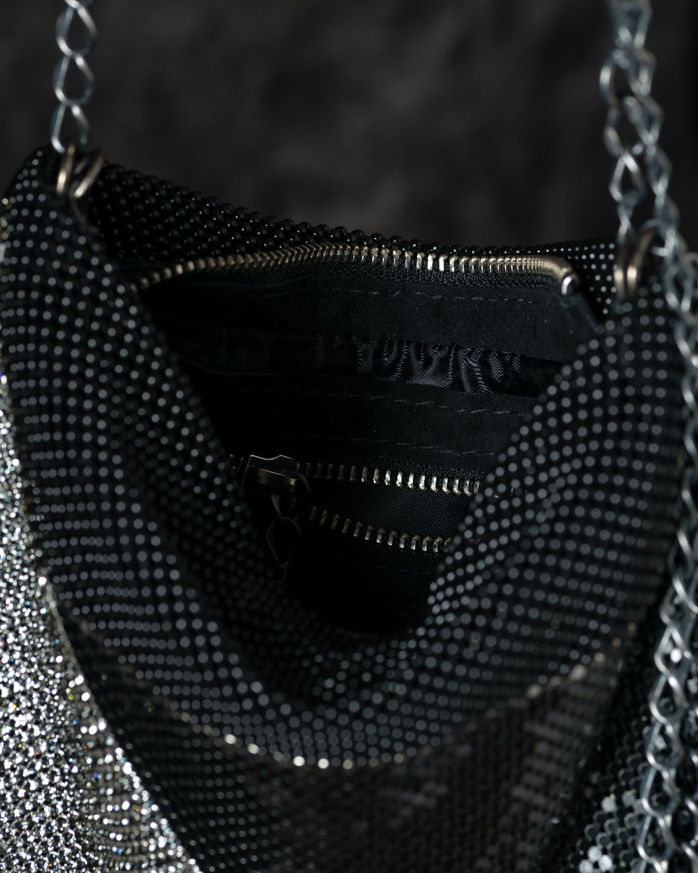 Love Gala Handbag with Swarovski Crystals w/ Chain in Black / Grey