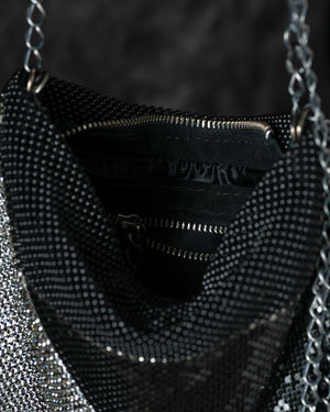 Love Gala Handbag with Swarovski Crystals w/ Chain in Black / Grey