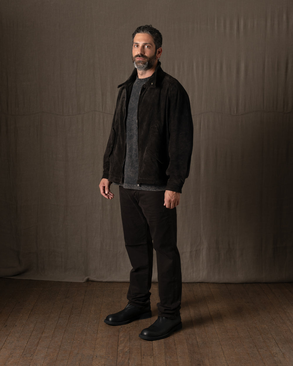 Padded Leather Jacket Moka GU26F26001BCSD