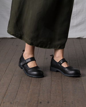Womens Leather Mary Jane Black Olive