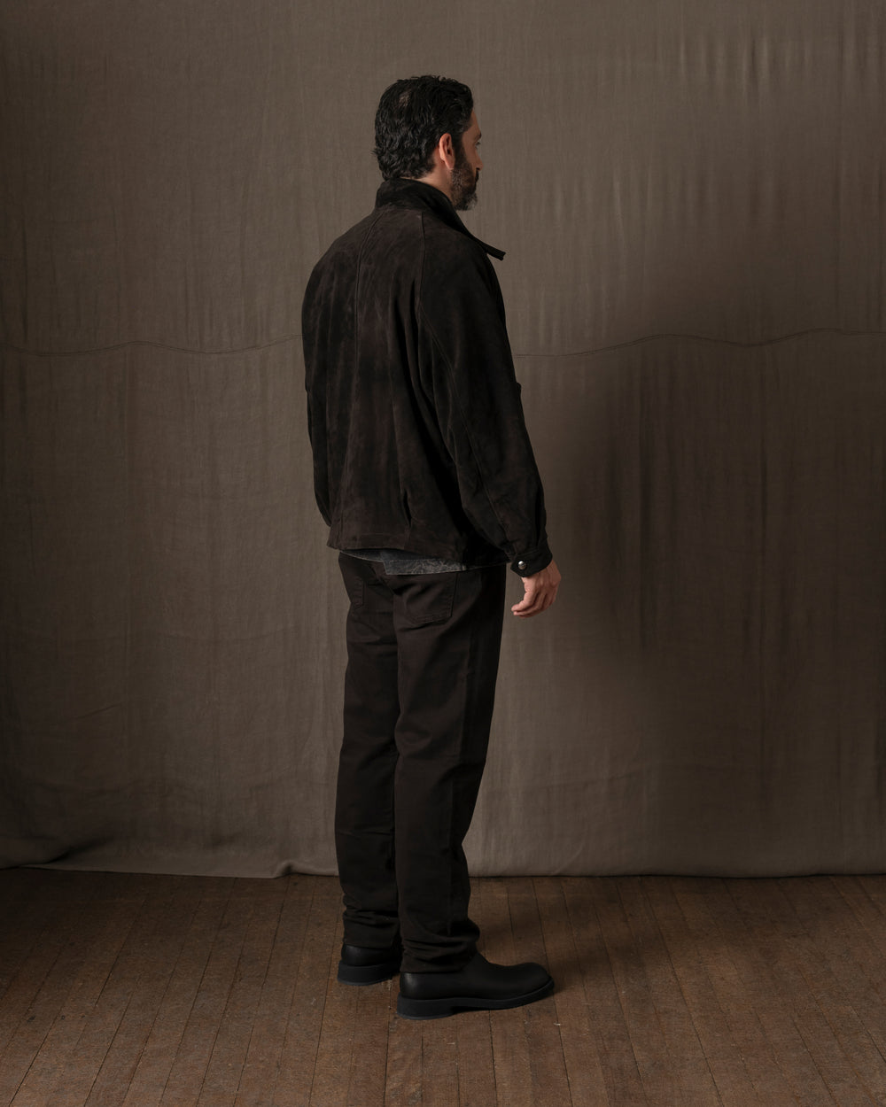 Padded Leather Jacket Moka GU26F26001BCSD