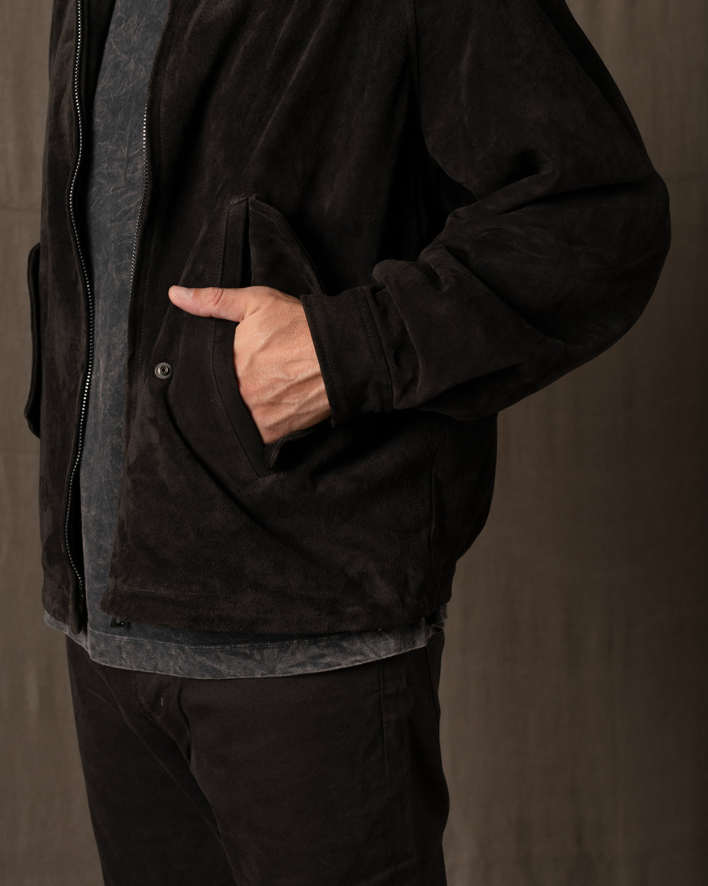 Padded Leather Jacket Moka GU26F26001BCSD